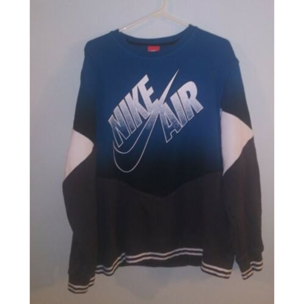 🔥 Nike Air Red Label Vintage 90s White Blue Black Gray Fleece Sweatshirt SZ XXL